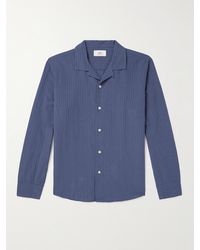 MR P. - Convertible-collar Striped Cotton And Linen-blend Shirt - Lyst