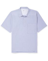 Universal Works - Striped Cotton-seersucker Half-placket Shirt - Lyst