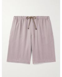 Dries Van Noten - Straight-Leg Washed-Twill Drawstring Shorts - Lyst