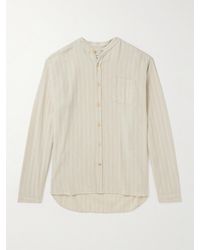 Oliver Spencer - Grandad-collar Striped Cotton And Linen-blend Shirt - Lyst