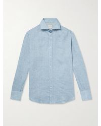Brunello Cucinelli - Hemd aus Leinen mit Cutaway-Kragen - Lyst