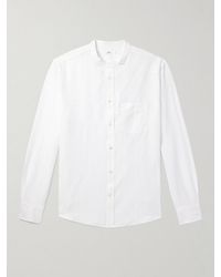 MR P. - Grandad-Collar Organic Cotton And Linen-Blend Seersucker Shirt - Lyst