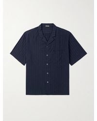 Barena - Bagolo Camp-Collar Pinstriped Crinkled Cotton-Poplin Shirt - Lyst