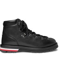 Moncler - Striped Full-grain Leather Boots - Lyst