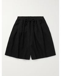4SDESIGNS Pleated Metallic Cotton-blend Bouclé Shorts - Black