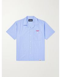 Neighborhood - Camp-Collar Logo-Embroidered Striped Cotton Shirt - Lyst