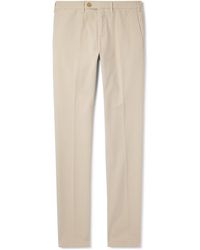 Canali - Slim-Fit Straight-Leg Garment-Dyed Stretch-Cotton Twill Trousers - Lyst