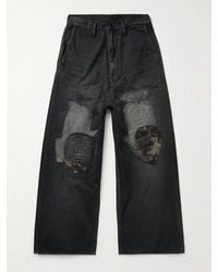 Kapital - Katsuragi Port Wide-leg Patchwork Distressed Cotton-twill Trousers - Lyst