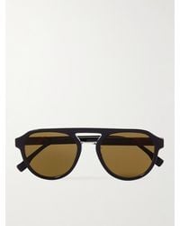 Fendi - Diagonal Pilotensonnenbrille aus Azetat mit silberfarbenen Details - Lyst