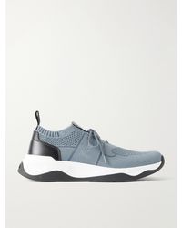 Berluti - Shadow Leather-Trimmed Stretch-Knit Sneakers - Lyst
