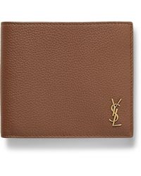 SAINT LAURENT Logo-Print Pebble-Grain Leather Billfold Wallet for Men