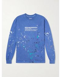 Neighborhood - Paint-splattered Logo-print Cotton-jersey T-shirt - Lyst