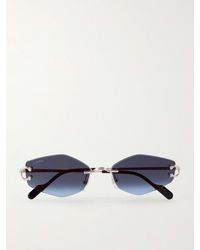 Cartier - Round-frame Silver-tone And Acetate Sunglasses - Lyst