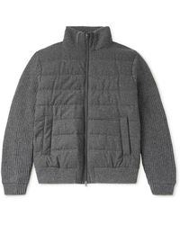 Herno - Quilted And Ribbed Wool-Blend Down Bomber Jacket - Lyst