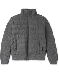 Herno - Quilted And Ribbed Wool-Blend Down Bomber Jacket - Lyst