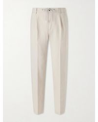 Eleventy - Straight-leg Lyocell And Linen-blend Drawstring Trousers - Lyst