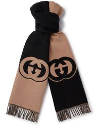 Gucci - Fringed Logo-jacquard Wool And Cashmere-blend Scarf - Lyst