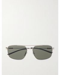 Gucci - Double-Bridge Aviator-Style-Tone Sunglasses - Lyst