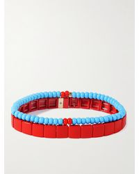 Roxanne Assoulin Colour Therapy Set Of Two Gold-tone And Enamel Beaded Bracelets - Red