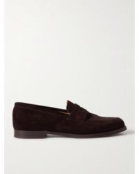 Dunhill - Audley Suede Penny Loafers - Lyst