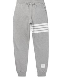 Thom Browne - Tapered Striped Cotton-Jersey Sweatpants - Lyst