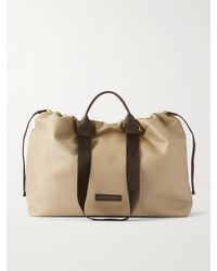 Brunello Cucinelli - Leather-trimmed Raffia Weekend Bag - Lyst