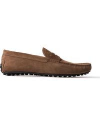 Tod's - City Gommino Logo-debossed Suede Driving Shoes - Lyst