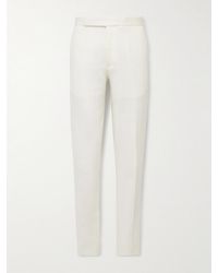 Ralph Lauren - Gregory Straight-leg Herringbone Cotton And Linen-blend Suit Trousers - Lyst