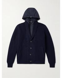 Herno - Layered Shawl-Collar Ribbed Wool And Stretch-Nylon Hooded Jacket - Lyst