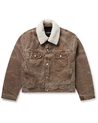 Acne Studios - Orsan Fleece-trimmed Padded Distressed Cotton-canvas Jacket - Lyst