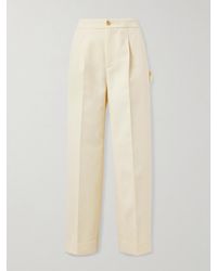 Umit Benan - Wide-Leg Pleated Cotton-Blend Twill Trousers - Lyst