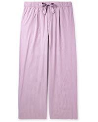 Tekla - Birkenstock Straight-leg Pleated Striped Organic Cotton-poplin Pyjama Bottom - Lyst