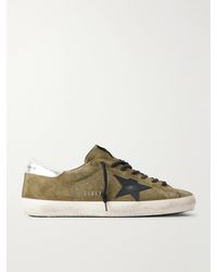 Golden Goose - Super-Star Distressed Leather-Trimmed Suede Sneakers - Lyst
