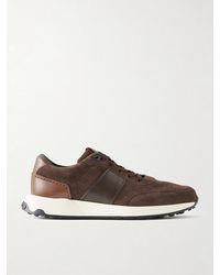 Tod's - Leather-trimmed Suede Sneakers - Lyst