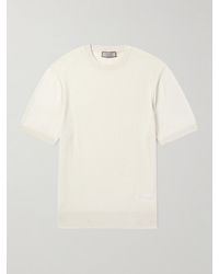 Canali - Slim-fit Waffle-knit Cotton And Silk-blend T-shirt - Lyst