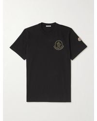 Moncler - Logo-flocked Appliquéd Cotton-jersey T-shirt - Lyst
