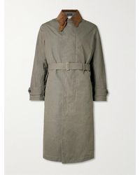 Drake's - Him Rider's Belted Corduroy-Trimmed Cotton-Ripstop Coat - Lyst