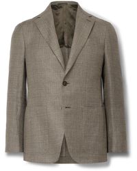 Caruso - Aida Slim-fit Linen And Wool-blend Hopsack Blazer - Lyst