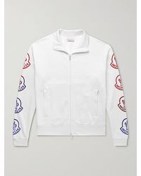 Moncler - Logo-Flocked Cotton-Jersey Zip-Up Sweatshirt - Lyst