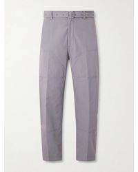 Thom Browne - Carpenter Cropped Straight-leg Belted Cotton Trousers - Lyst