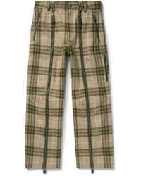 Burberry - Straight-Leg Zip-Detailed Checked Wool Trousers - Lyst