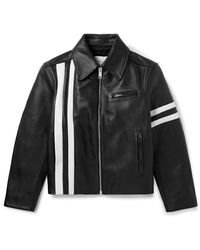 Second Layer - Padova Racer Striped Full-grain Leather Jacket - Lyst
