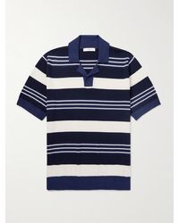 MR P. - Camp-collar Striped Merino Wool Polo Shirt - Lyst