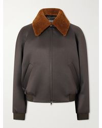 ZEGNA - Shearling-trimmed Wool And Silk-blend Twill Blouson Jacket - Lyst