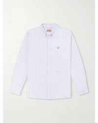 Human Made - Button-Down Collar Logo-Appliquéd Striped Cotton Shirt - Lyst