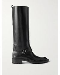 Saint Laurent - Vadim kniehohe Stiefel aus Leder mit Schnalle - Lyst