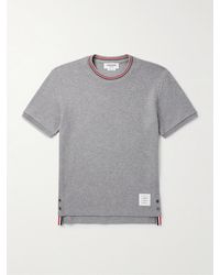 Thom Browne - Slim-Fit Logo-Appliquéd Striped Waffle-Knit Cotton T-Shirt - Lyst