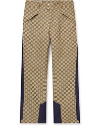 Gucci - Straight-leg Panelled Monogrammed Cotton-blend Canvas Trousers - Lyst