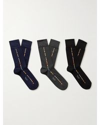 Paul Smith - Three-pack Striped Stretch Cotton-blend Socks - Lyst