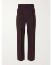 Altea - Orval Straight-Leg Cotton And Linen-Blend Gabardine Trousers - Lyst